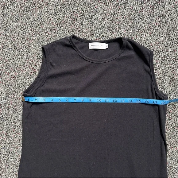 Modest Black Ribbed Stretchy Sleeveless Layering Round High Neck Maxi Midi Dress - Picture 14 of 16